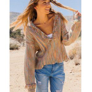 52877 Fringed Rainbow Sweater